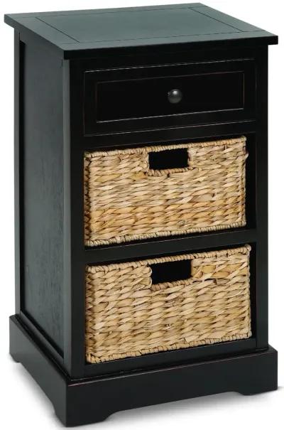 Wicker Basket Side Chest - Distressed Black