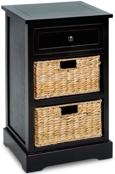 Wicker Basket Side Chest - Distressed Black