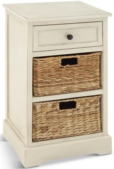 Wicker Basket Side Chest - White