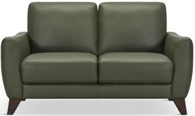 Trifle Leather Loveseat - Moss Green