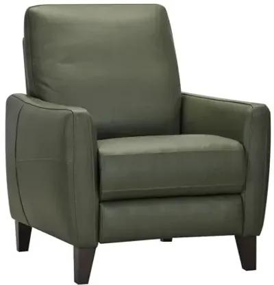 Trifle Leather Push Back Recliner - Moss Green