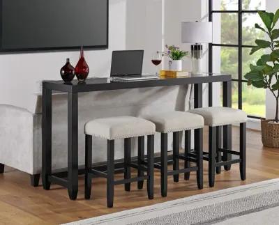 Lander Sofa Table with 3 Stools