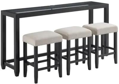 Lander Sofa Table with 3 Stools