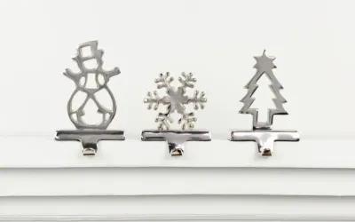 Snowman Stocking Holder - Silver