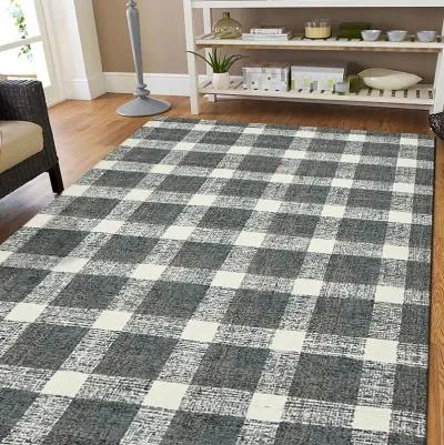 Tartan Dark Gray Area Rug - 3 6  X 5 6 