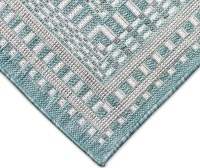 Malibu Etched Aqua 5 3  X 7 6  Outdoor Rug