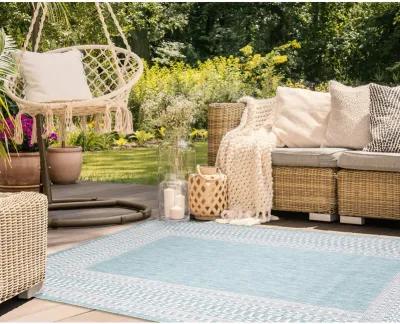 Malibu Etched Aqua 5 3  X 7 6  Outdoor Rug