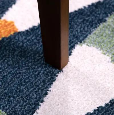 Crayons Navy Multi - 4 0  x 4 0  Round Area Rug