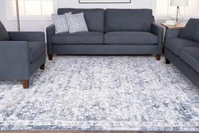 Theory Ivory Blue Area Rug - 7 10  X 10 10 