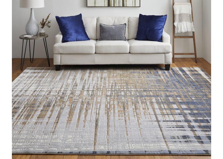 Clio Navy Gray 7 9  x 10 0  Area Rug