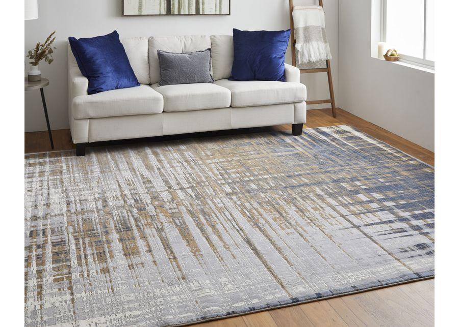 Clio Navy Gray 7 9  x 10 0  Area Rug