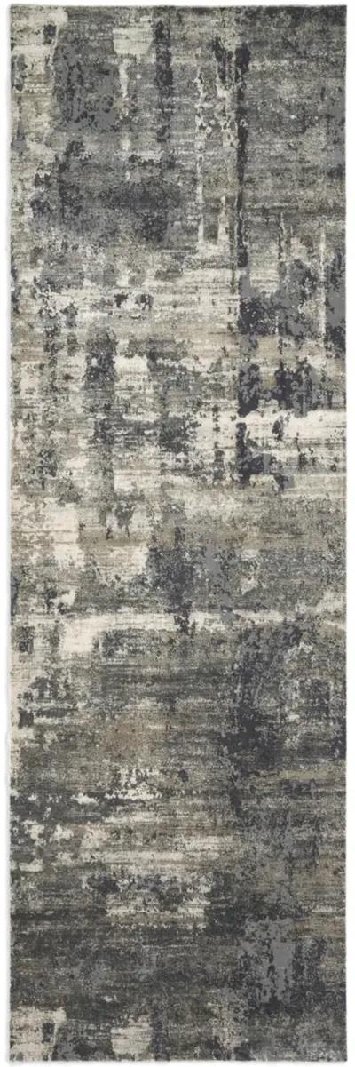 Cascade Ivory Charcoal Area Rug - 2 7  X 8 0 