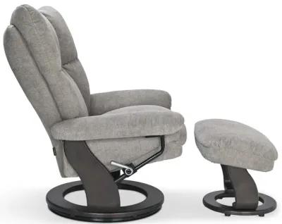 Addie Swivel Recliner   Ottoman - Pebble Grey