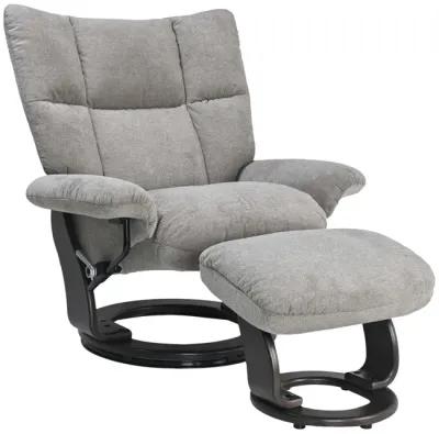 Addie Swivel Recliner   Ottoman - Pebble Grey