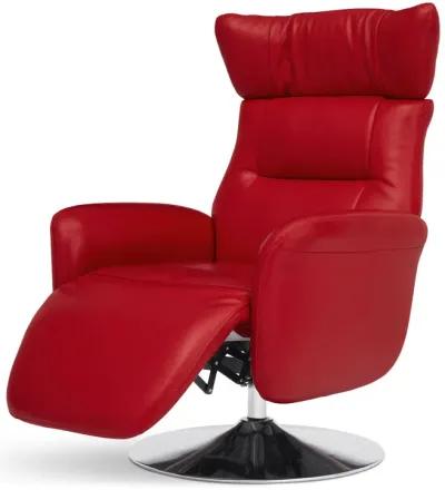 Gladys Leather Power Swivel Recliner - Red