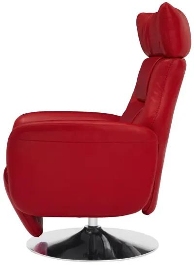 Gladys Leather Power Swivel Recliner - Red