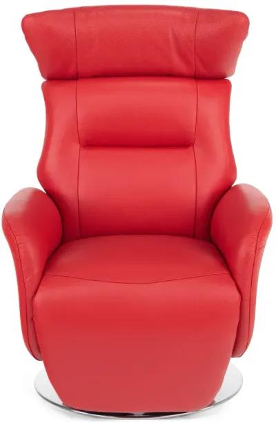 Gladys Leather Power Swivel Recliner - Red