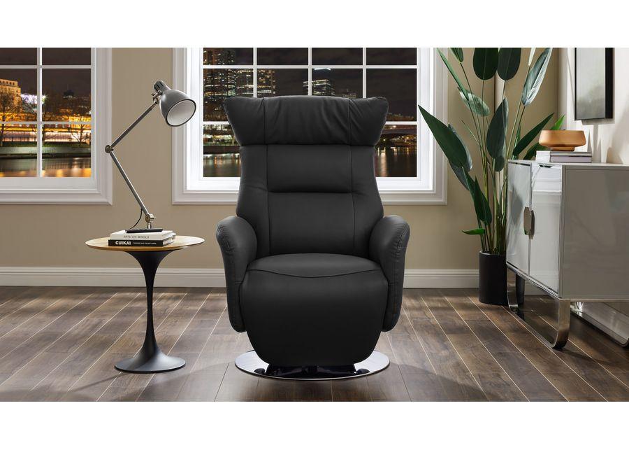 Gladys Leather Power Swivel Recliner - Black