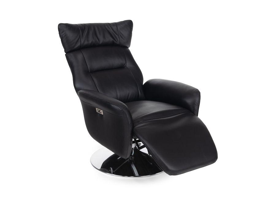 Gladys Leather Power Swivel Recliner - Black