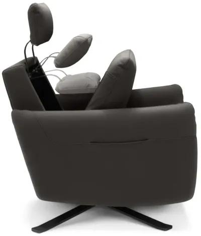 Keta Leather Power Recliner - Dark Grey