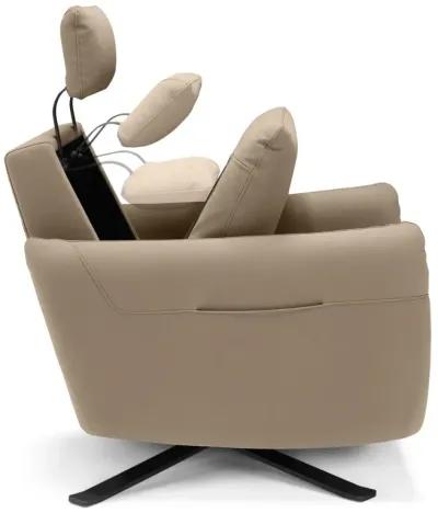 Keta Leather Power Recliner - Taupe