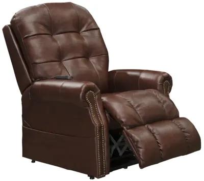 Watt Leather Power  Lay Flat  Lift Chair Recliner - Walnut