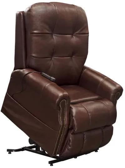 Watt Leather Power  Lay Flat  Lift Chair Recliner - Walnut