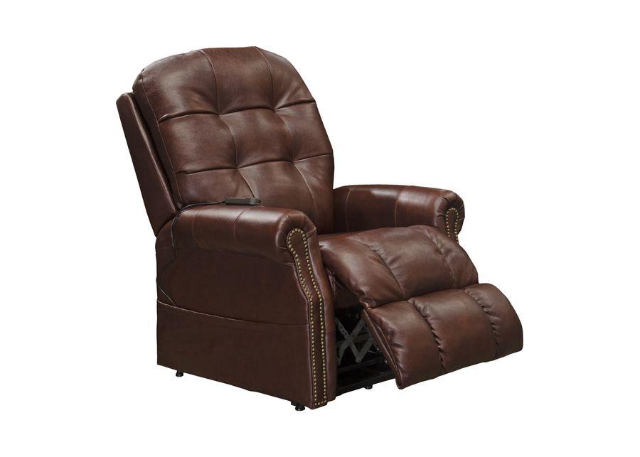 Watt Leather Power  Lay Flat  Lift Chair Recliner - Walnut