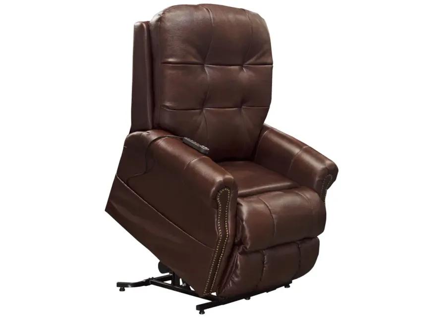 Watt Leather Power  Lay Flat  Lift Chair Recliner - Walnut