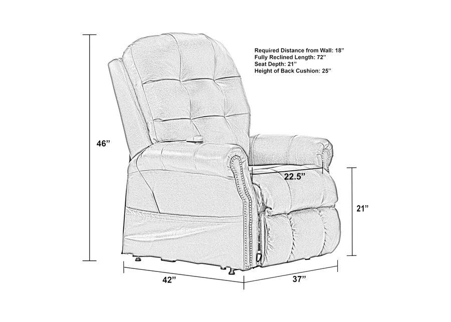 Watt Leather Power  Lay Flat  Lift Chair Recliner - Walnut