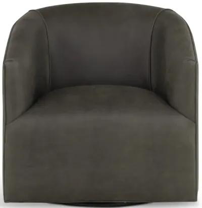 Fame Leather Swivel Chair - Charcoal