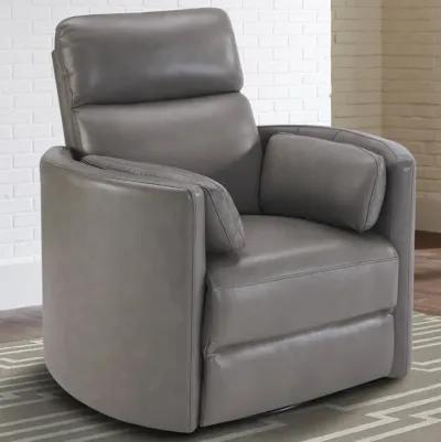 Stuart Leather Power Swivel Recliner - Grey 