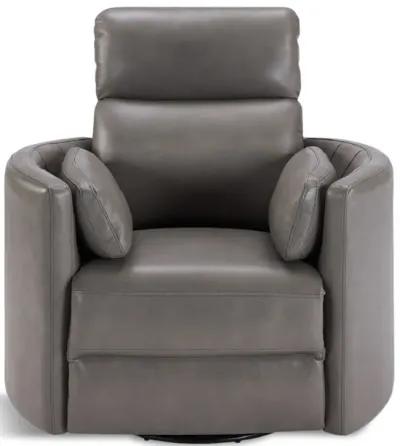 Stuart Leather Power Swivel Recliner - Grey 