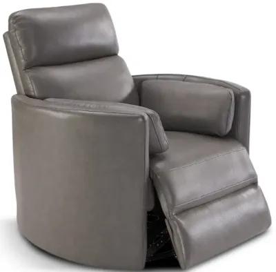 Stuart Leather Power Swivel Recliner - Grey 