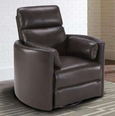 Stuart Leather Power Swivel Recliner - Brown