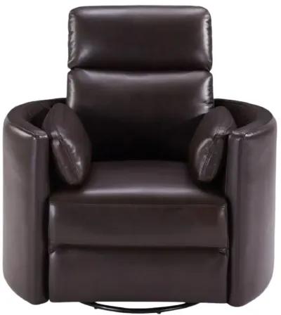 Stuart Leather Power Swivel Recliner - Brown