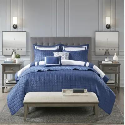 Henrietta 8pc King Navy Bed set