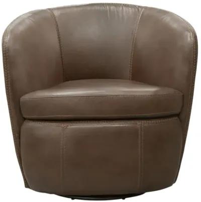 Kellen Leather Swivel Chair - Brown