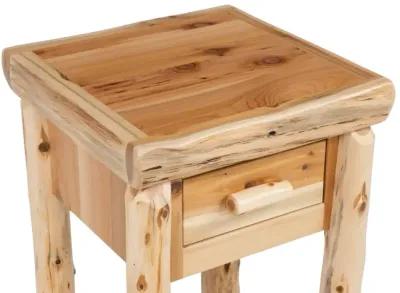 Cedar Log 1 Drawer Nightstand