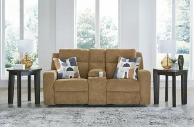 Lindy Reclining Loveseat with Console - Honey