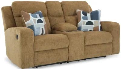 Lindy Reclining Loveseat with Console - Honey