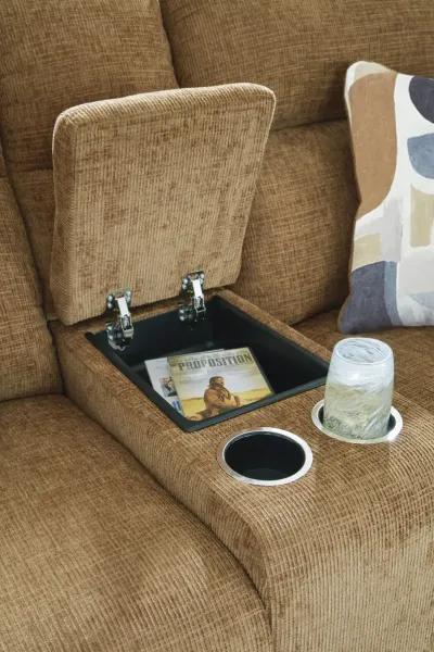 Lindy Reclining Loveseat with Console - Honey