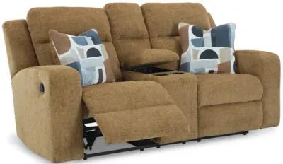 Lindy Reclining Loveseat with Console - Honey