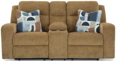 Lindy Reclining Loveseat with Console - Honey