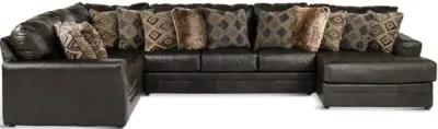 Regula 3 Piece Leather Sectional - Steel Right Chaise