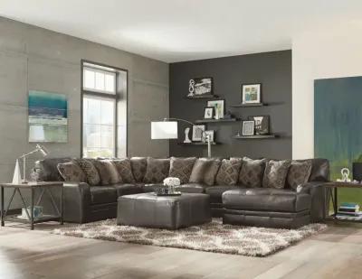 Regula 3 Piece Leather Sectional - Steel Right Chaise