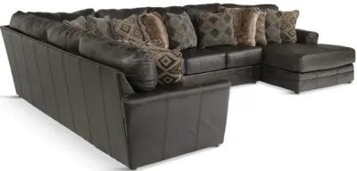 Regula 3 Piece Leather Sectional - Steel Right Chaise