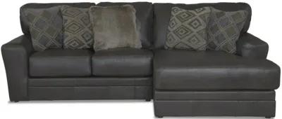 Regula 2 Piece Leather Sectional - Steel Right Chaise