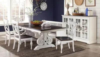 Carriage House Trestle Table With 4 Chairs And Pew bench