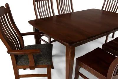 Easton Pike Leg Table With 4 wood seat side chairs and 2 upholstered arm chairs